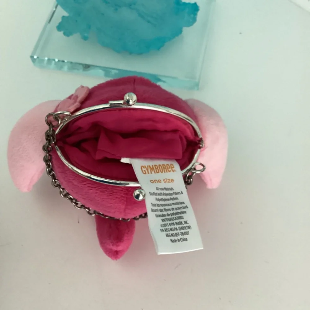 Vint. Gymboree Bird Flower Plush Handbag Animal Change Purse 6”Pink Chain strap